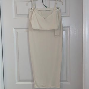 TOBI white/ivory 2 piece high waisted skirt set